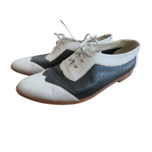 CANDELA NYC Lace Up Oxford Derby Black Gray Shoes Academia Mod Retro - Size 6